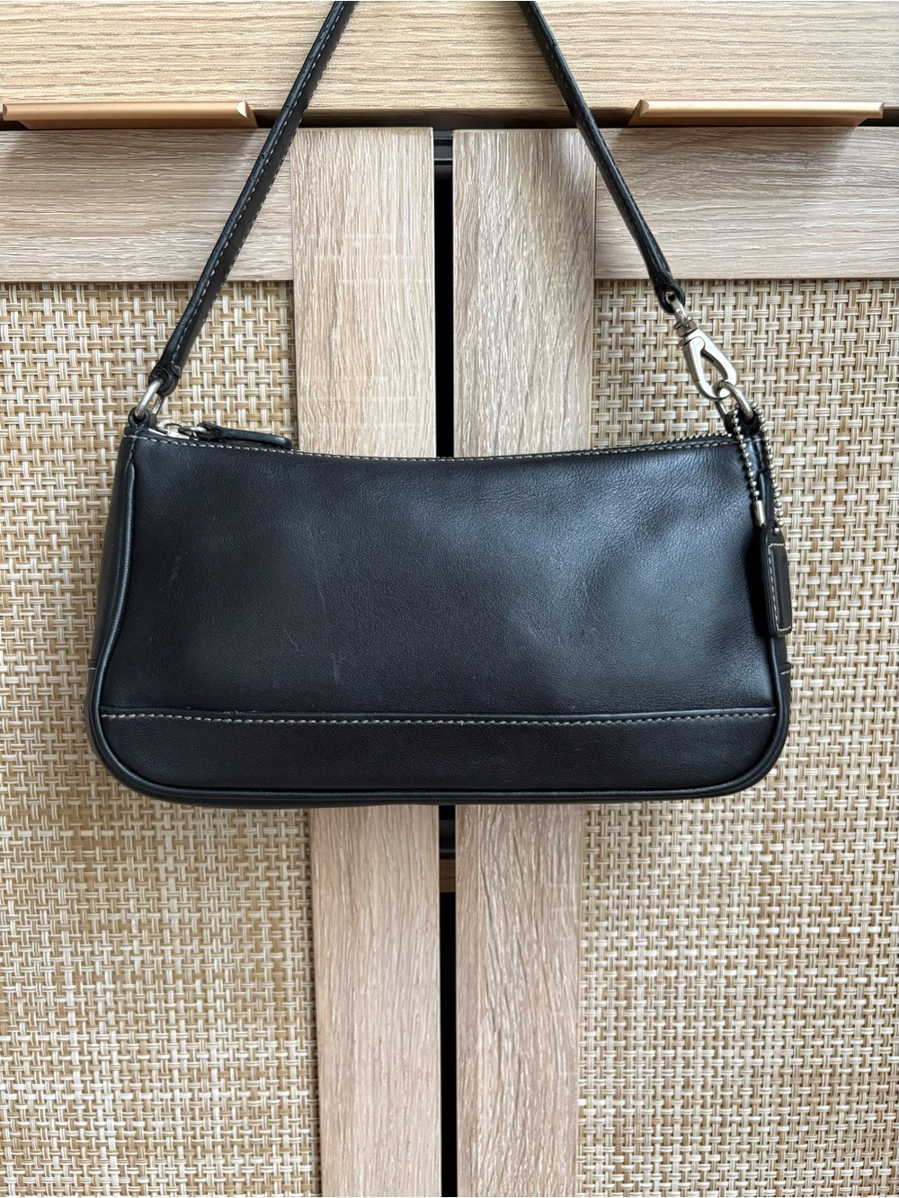 COACH Vintage Y2K Hampton Demi Black Leather Mini Shoulder Bag Handbag 7785